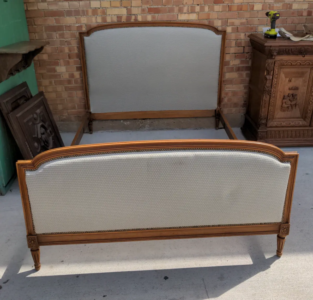Louis Xvi Upholstered Walnut Bed 1