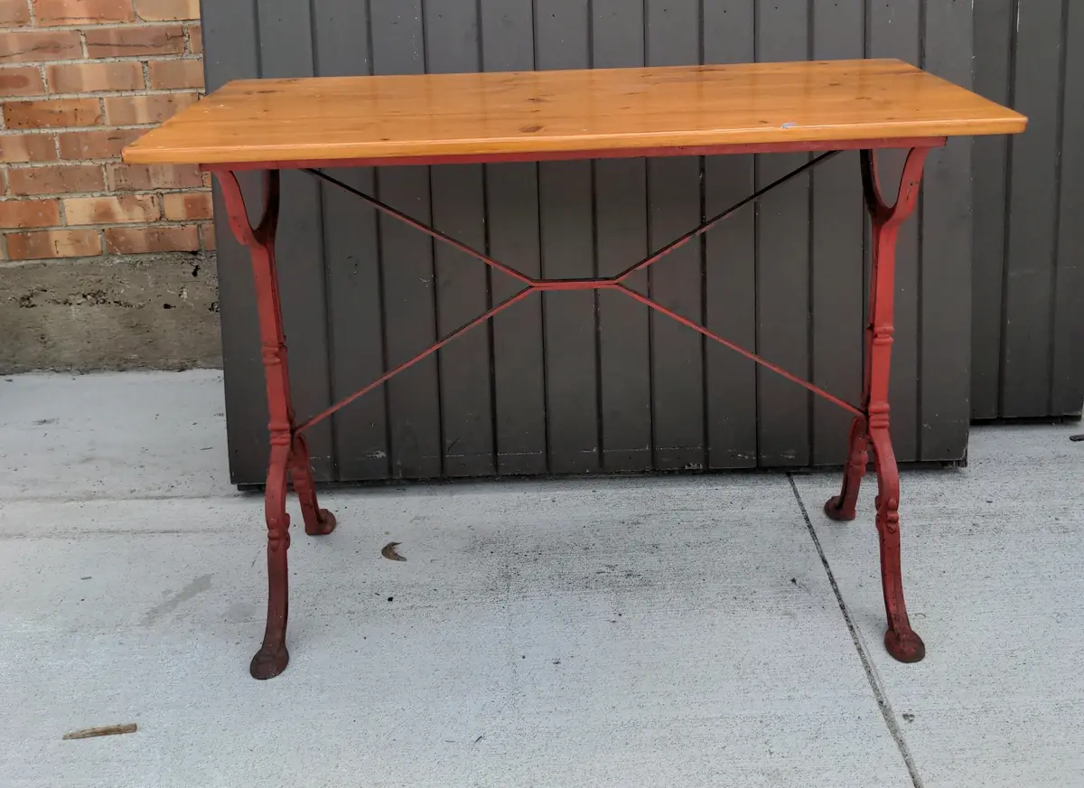 Pine And Cast Iron Base Rectangular Table 1