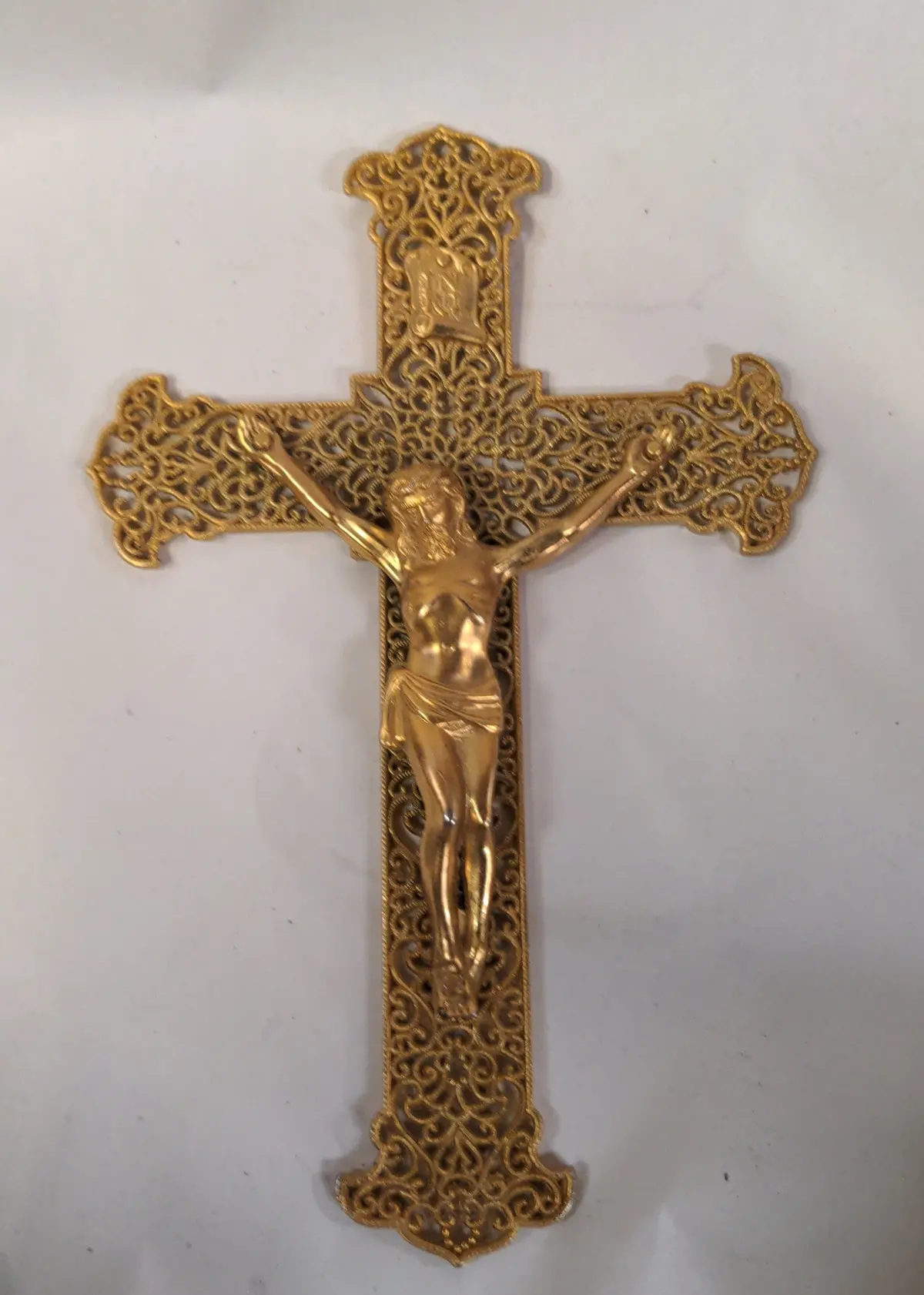 Brass Crucifix With Filigree Work 1