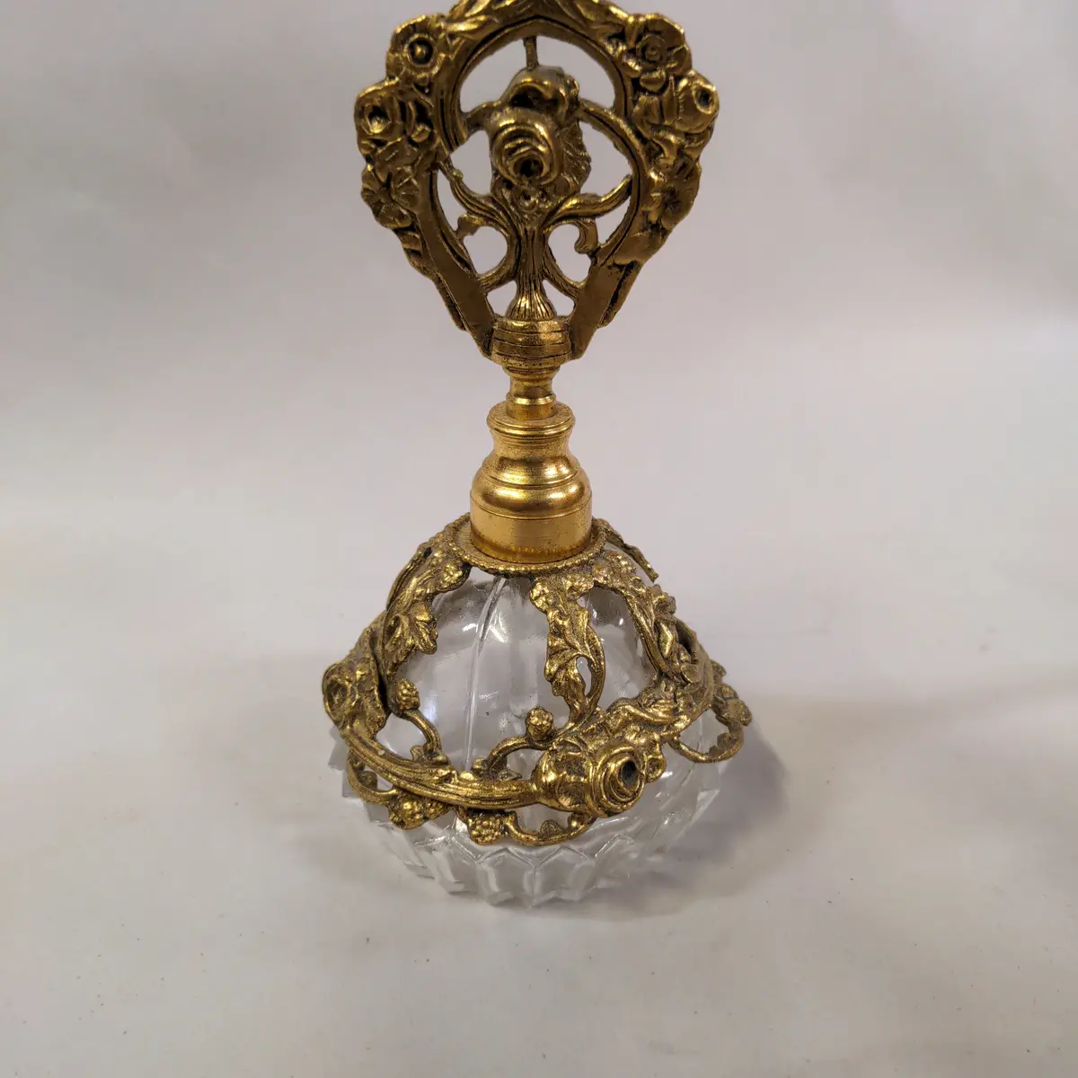 Brass Rose  & Glass Perfume Bottle 1