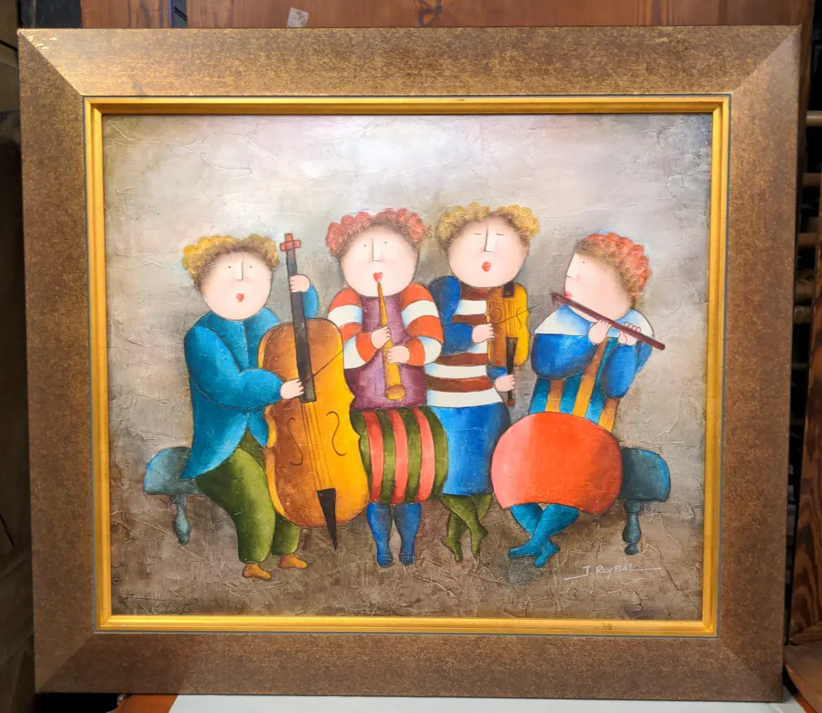 Colorful Quartet Of Children Giclee Print On Canvas 1