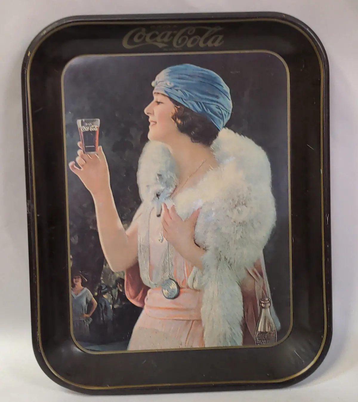 Reproduction Black Coca-Cola Tray With Lady 1