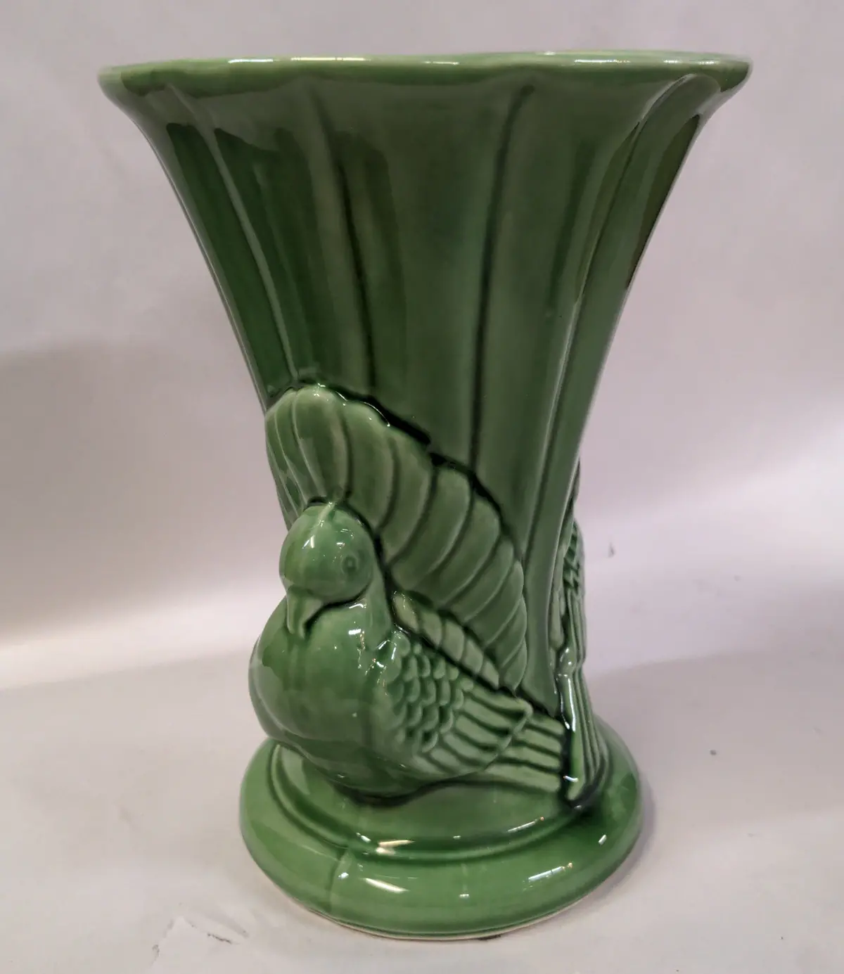 Green Pottery Bird Vase- Usa 1