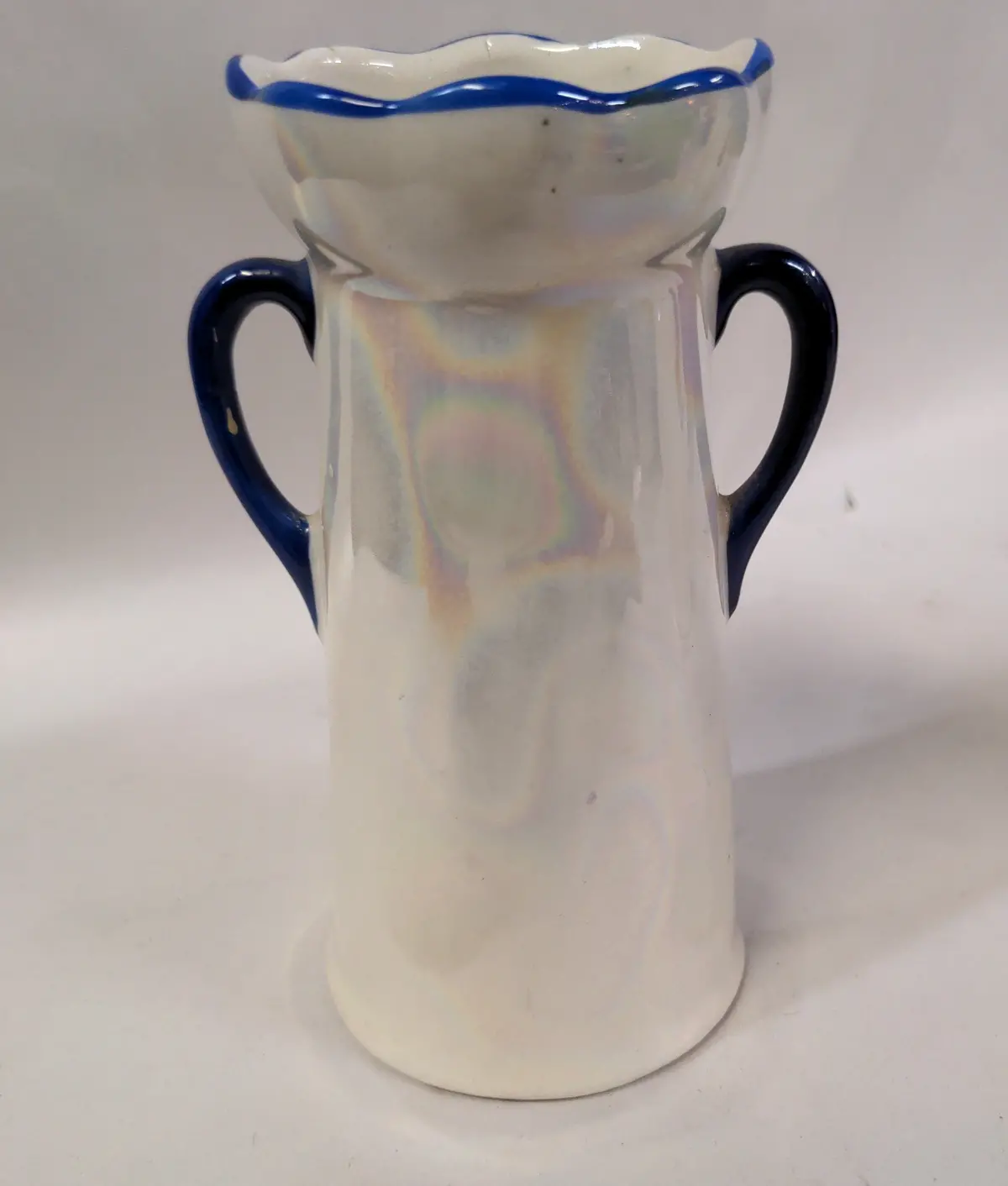 Small Blue And White Czechoslovakian Lustre Vase 1