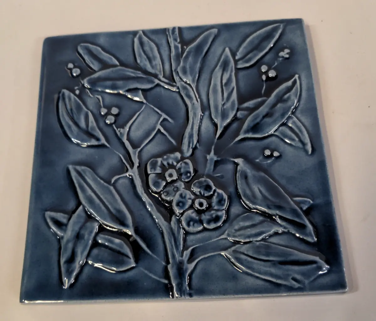 Glazed Blue Floral Tile 1