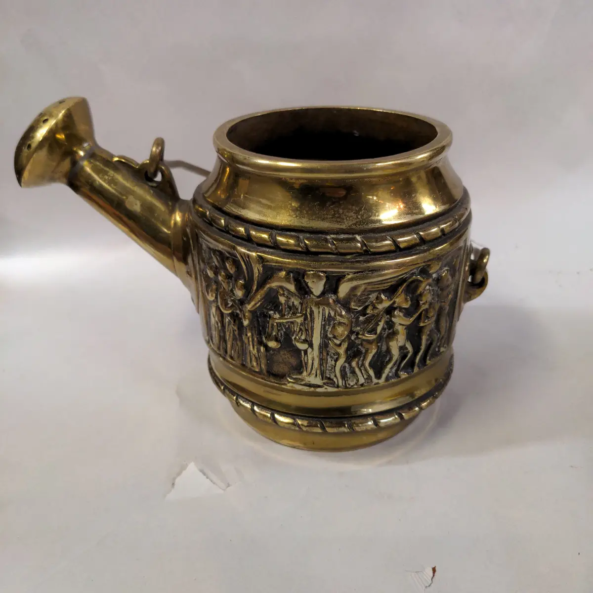 Liturgical Heavy Brass Holy Water Sprinkler With Garden Of Eden & Michael 1