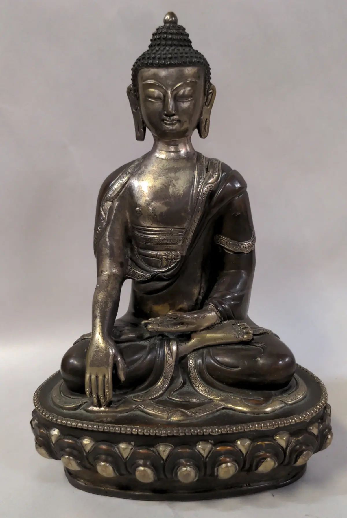 Nepalese "Earth Touching" Bronze Buddha Figure 1