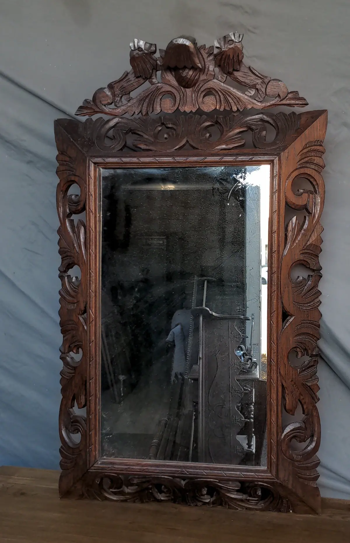 Spanish Pierce Carved Oak Framed Mirror 1