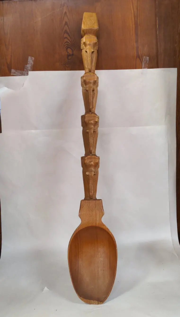 As Found Large Wood Carved Spoon 1