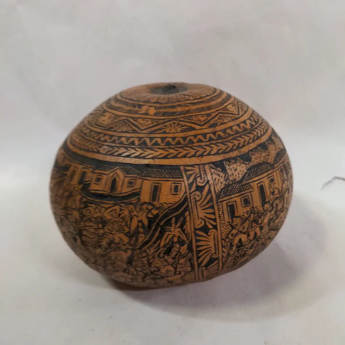 Ornate South American Incised Gourd 1