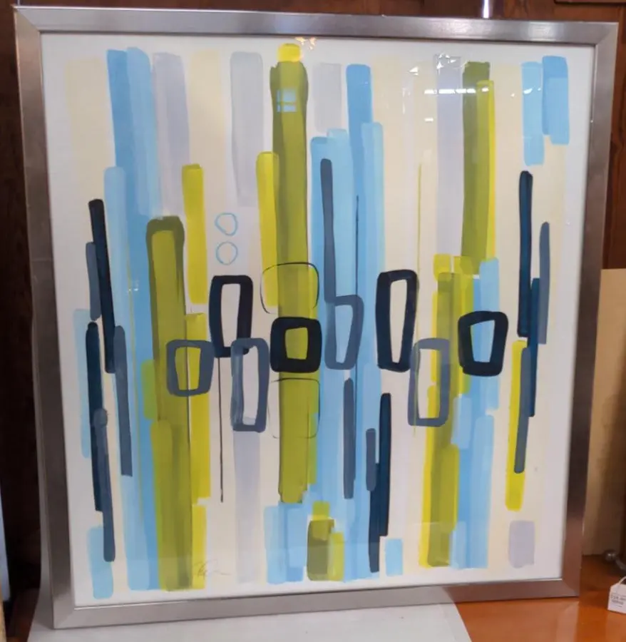 Vintage Abstract Print In Silver Frame 1