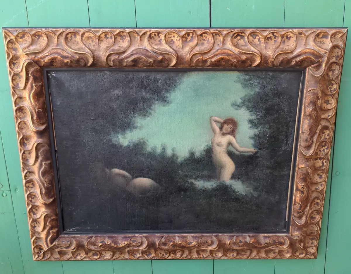 Nymph Oil Painting In Gilt Frame 1