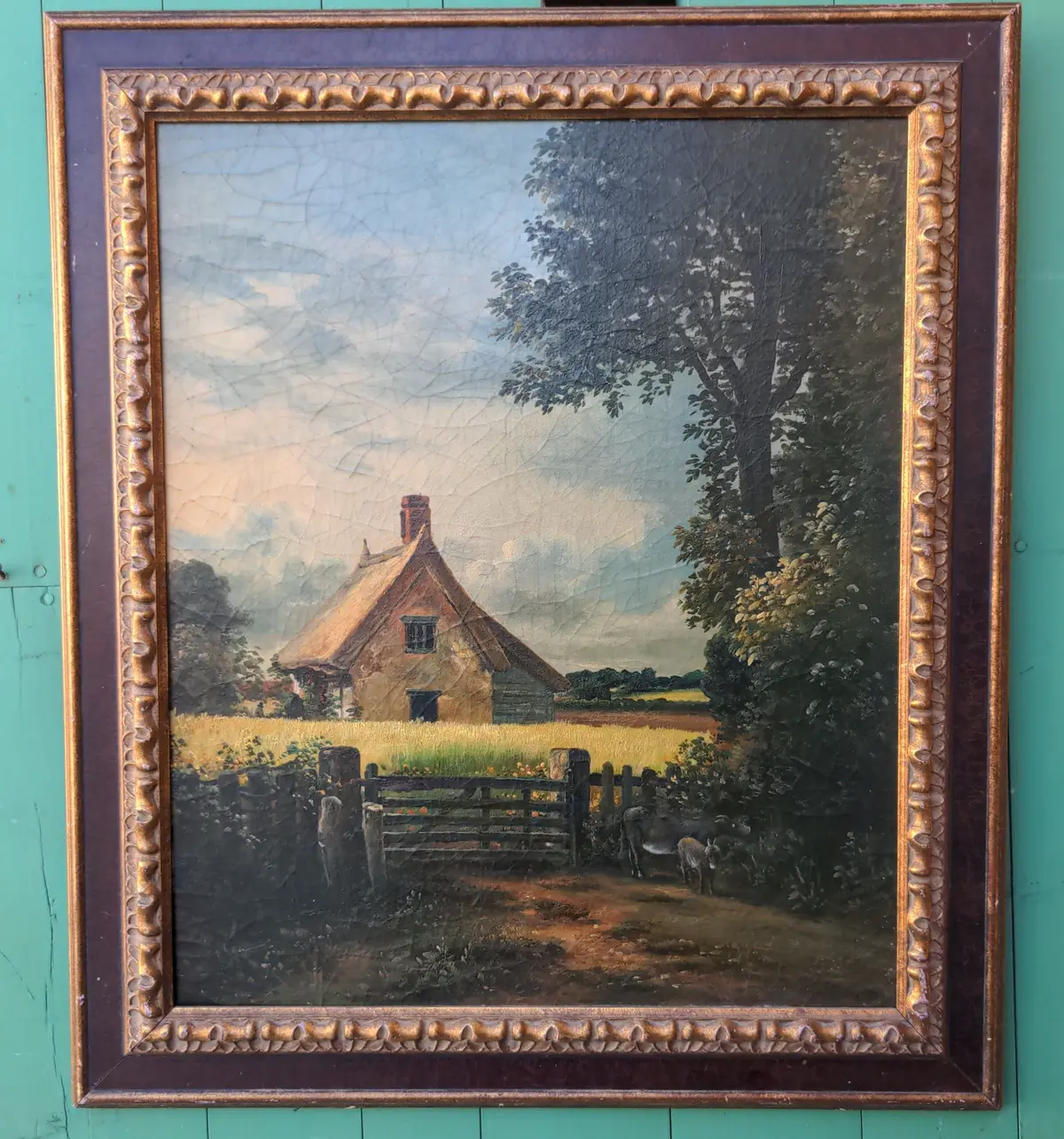 Rustic Oil Paintng With Old Building 1