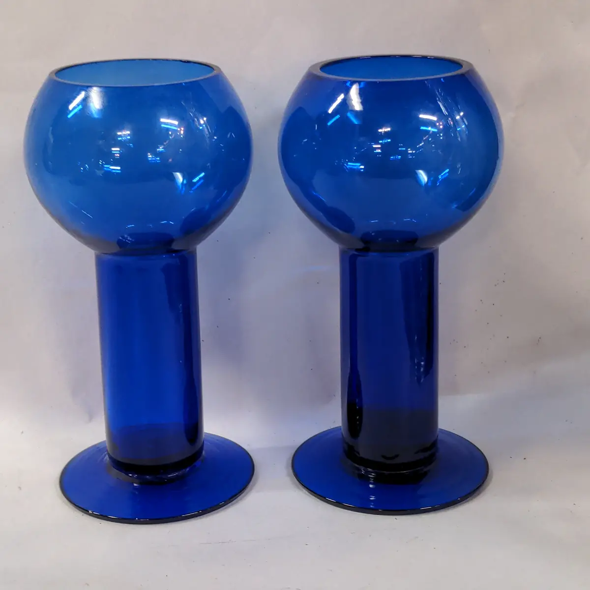 Pair Of Cobalt Blue Stemmed Glasses 1