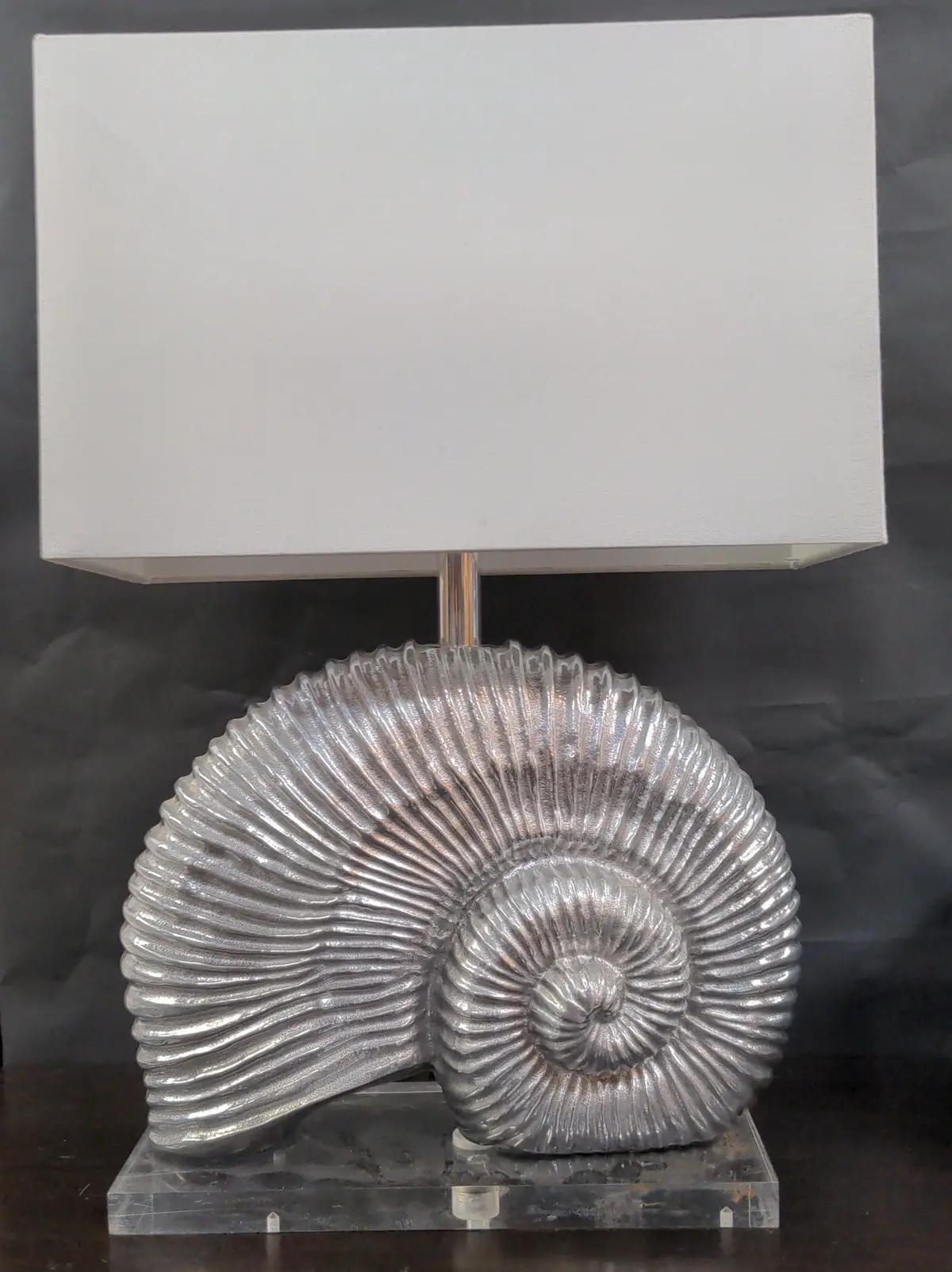 Aluminum Nautilus Form Lamp With Lucite Base 1