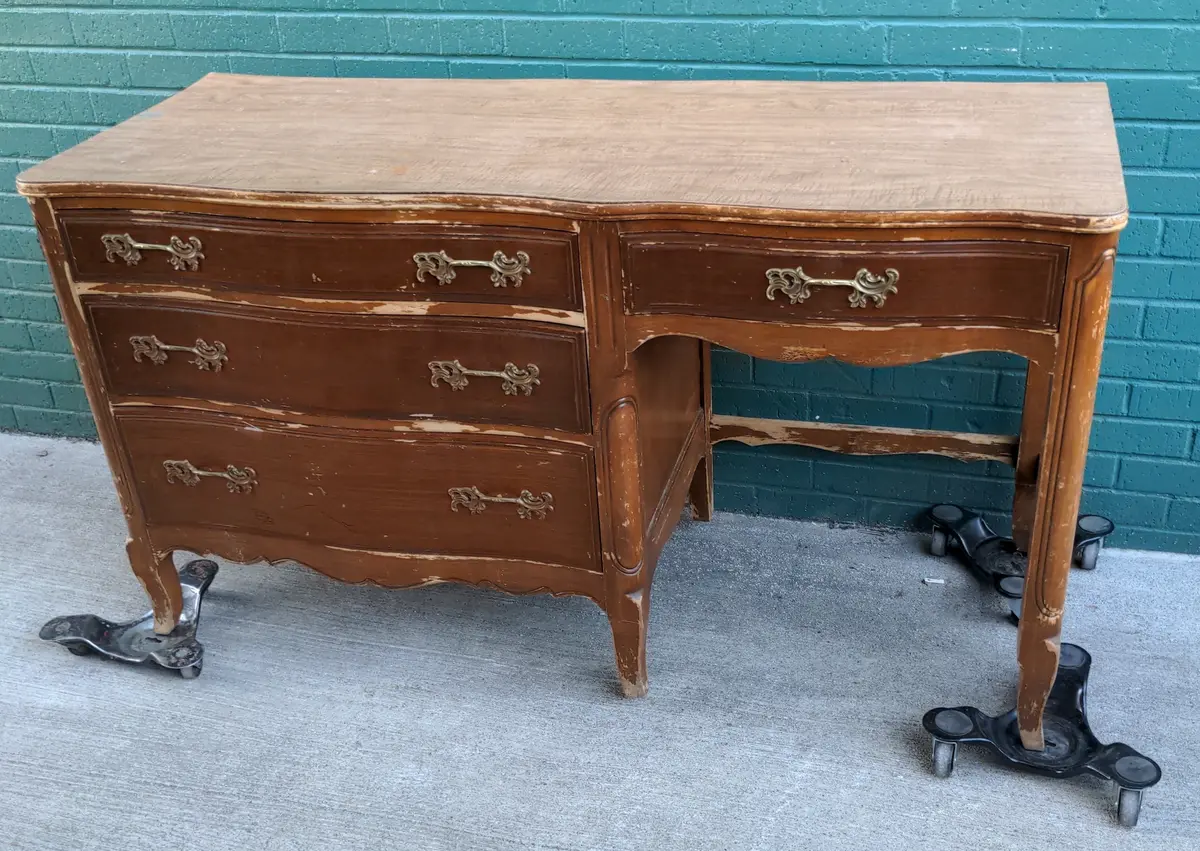 Vintage French Provencial Desk With Chest -As Found 1