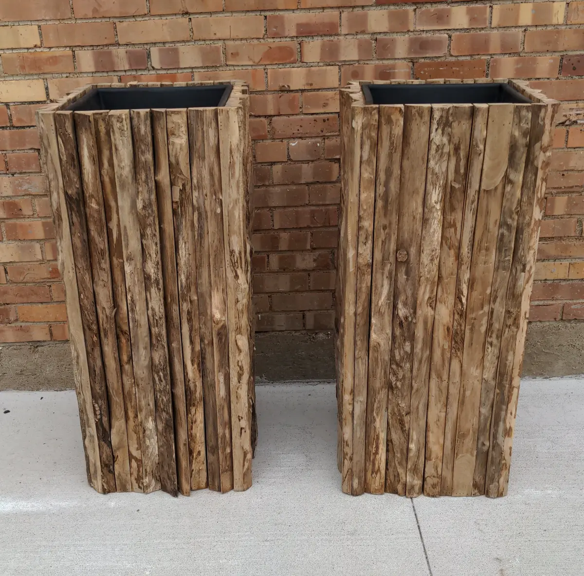 Pair Of Tall Wood Planters Not Old 1