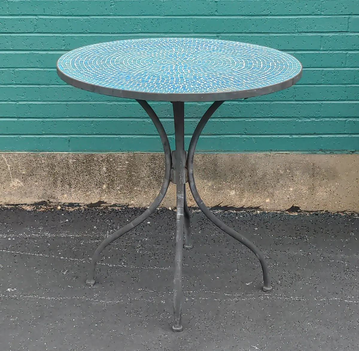 Round Mosaic Tile Table With Iron Base 1