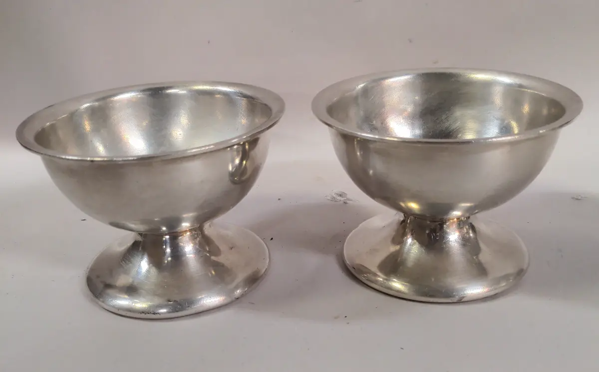 Pair Of Small Silver Plate Footed Bowls 1