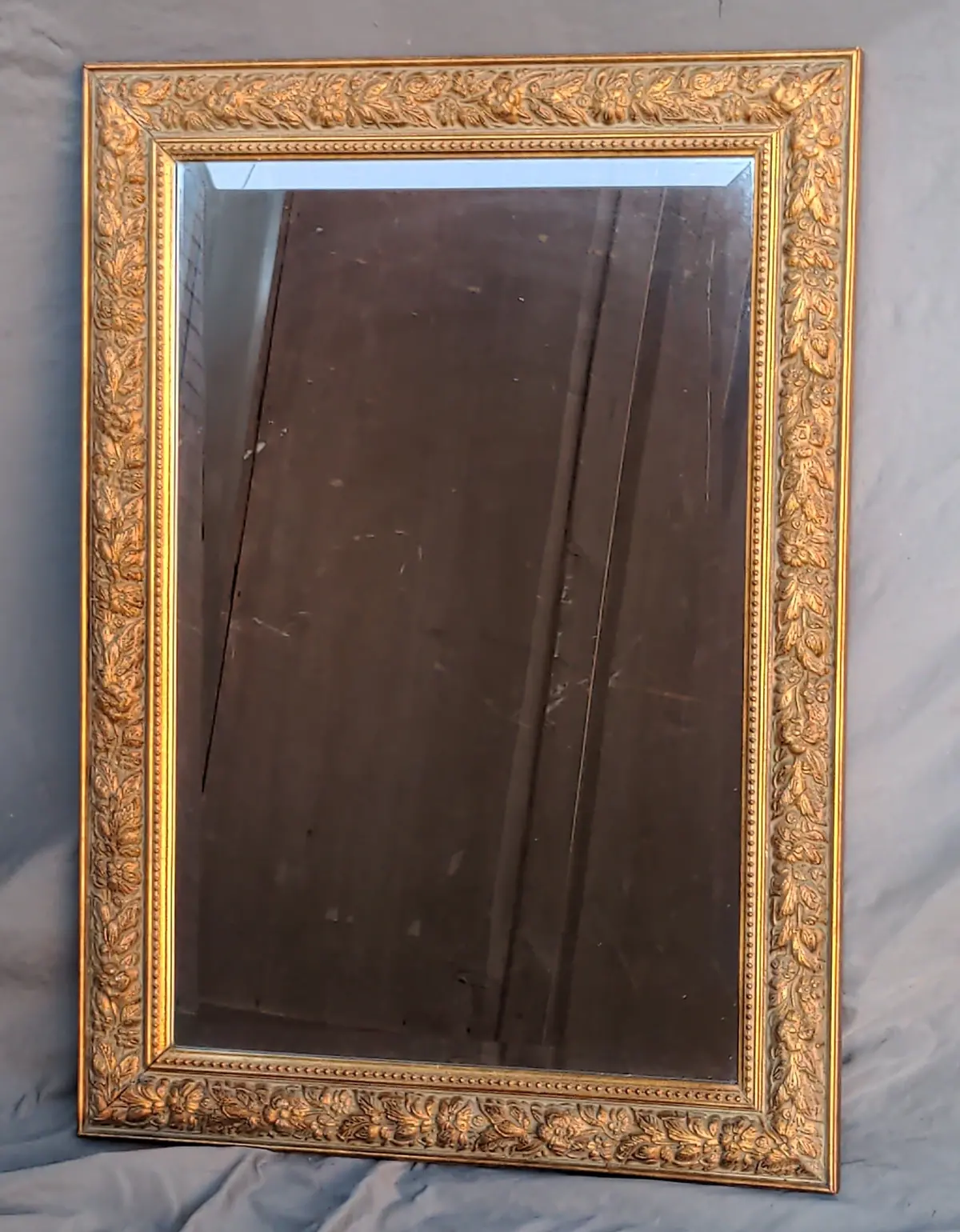 Small Beveled Glass Mirror In Gold Leaf Frame 1