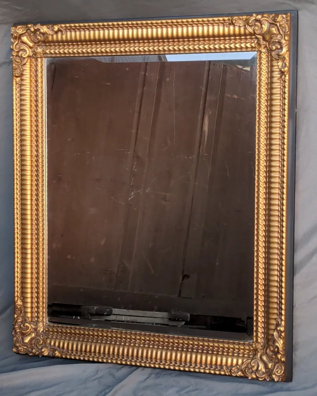 Beveled Glass Mirror In Ornate Gilt Frame 1