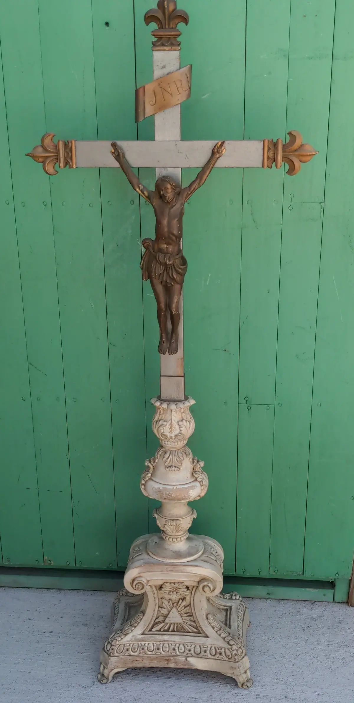 Large Carved Wood Crucifix 1