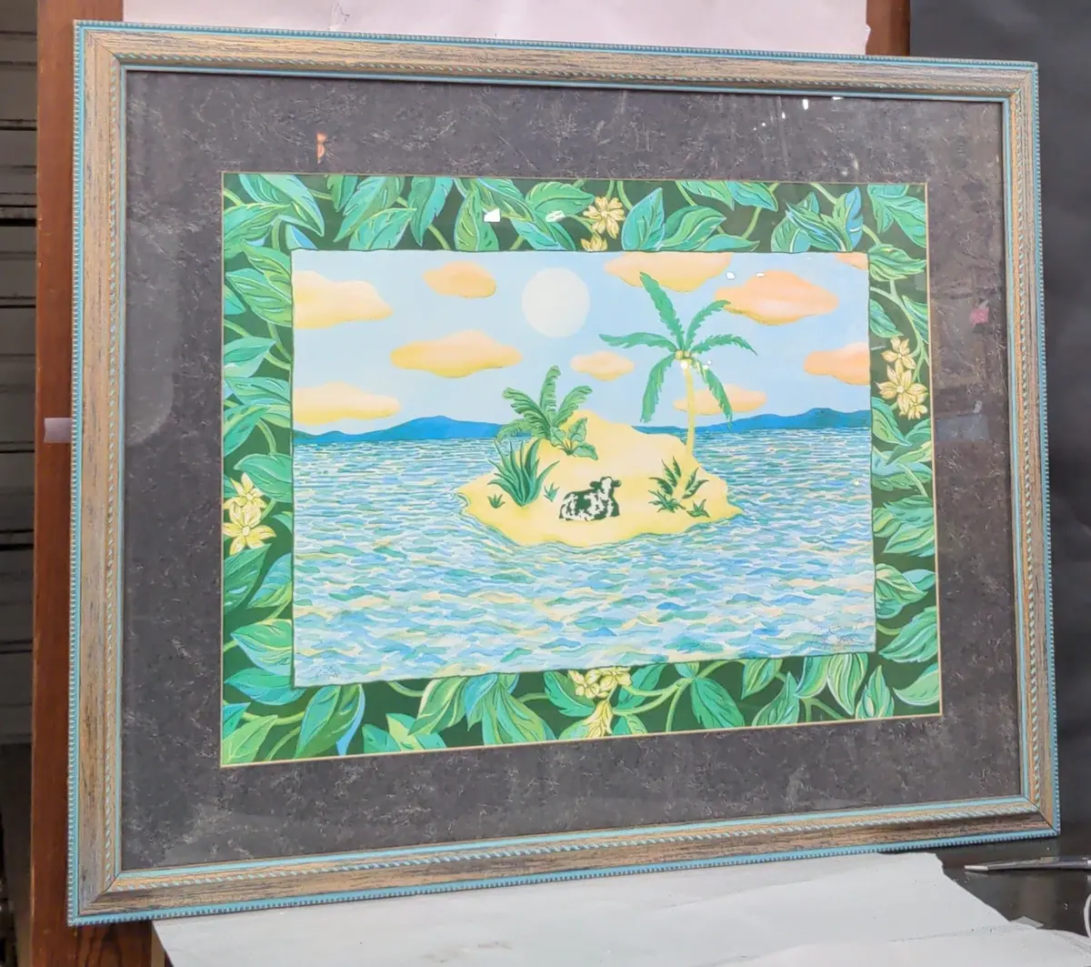 Framed Print Of A Cow On An Island 1