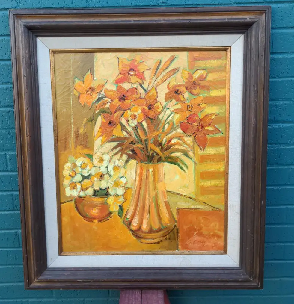 Vintage Floral Still Life Impasto Oil Painting 1