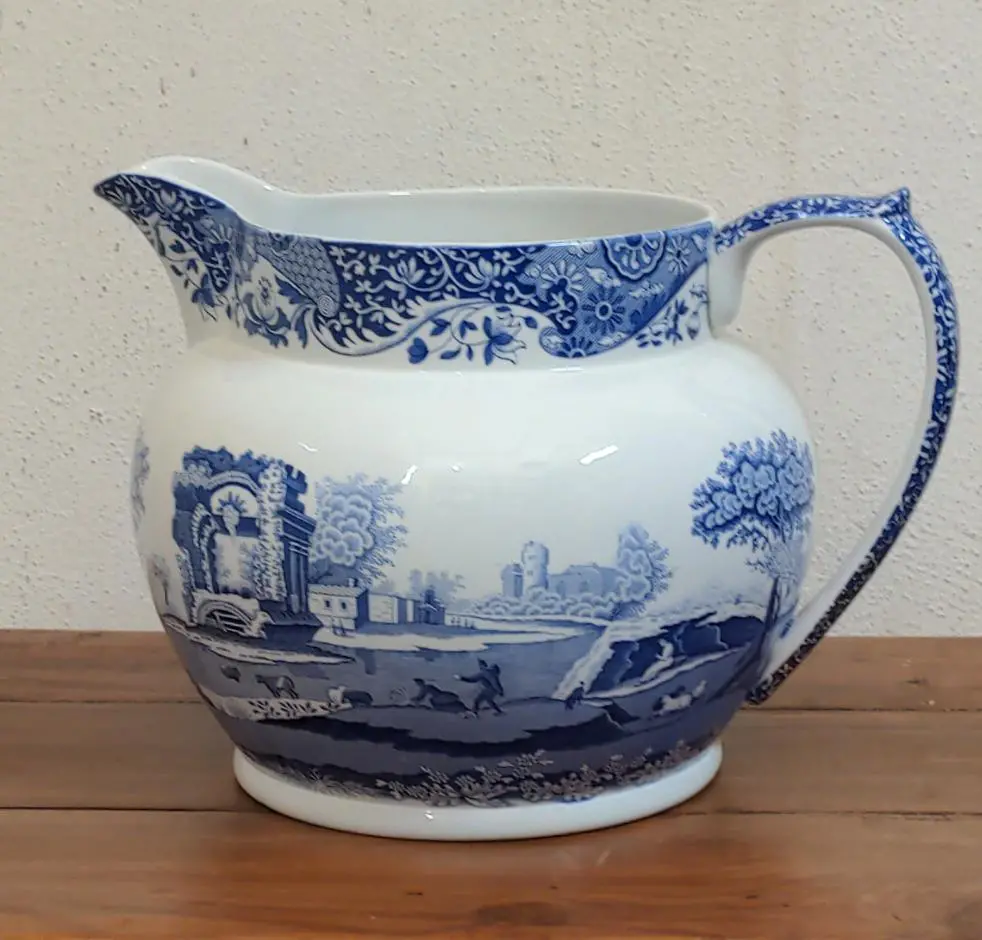 Vintage Blue And White Spode Bulbous Pitcher 1
