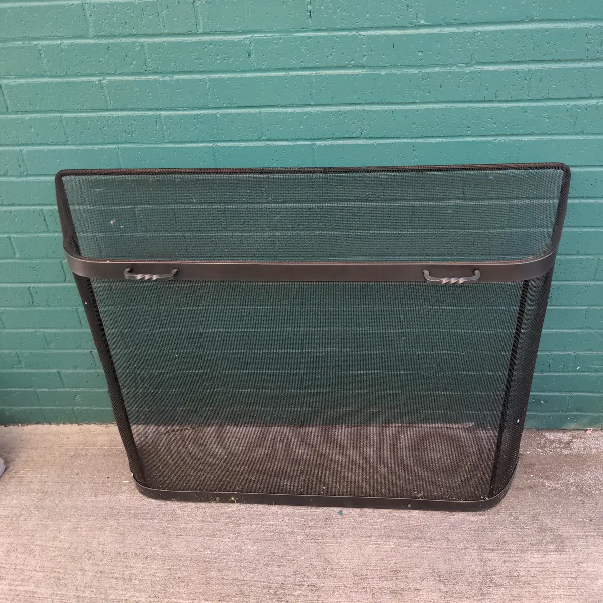 Black Wrought Iron And Mesh Fire Screen 1