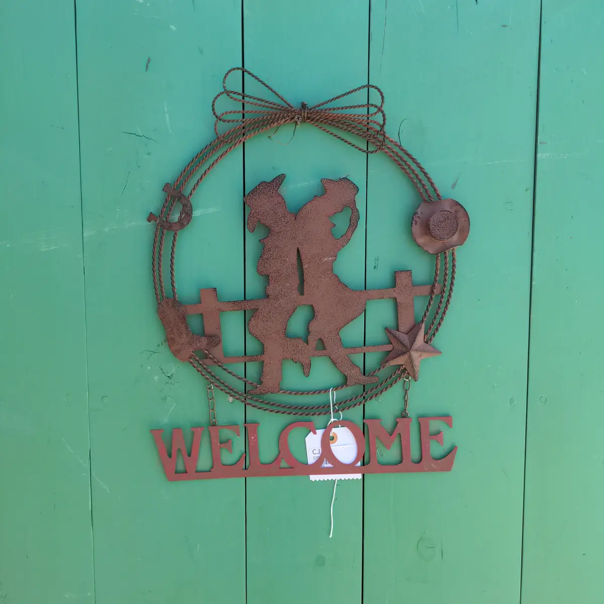 Metal Cowboy Hanging Welcome Sign 1