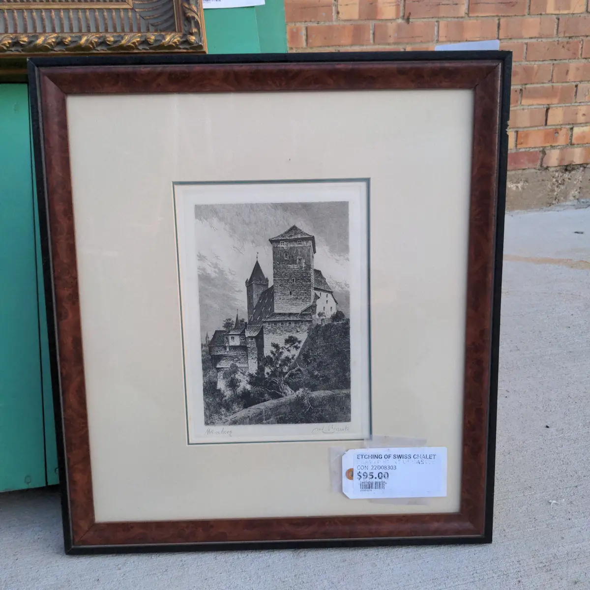 Etching Of Swiss Chalet 1