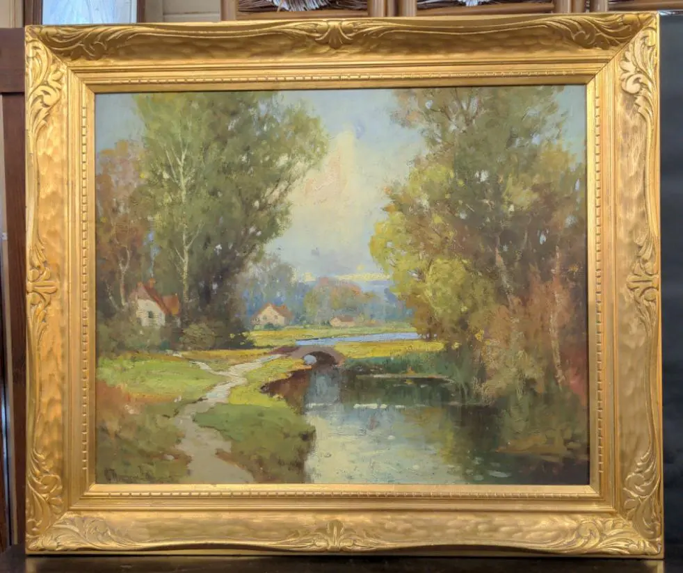George Pritchard Landscape Painting Oil On Canvas Mounted On Board 1