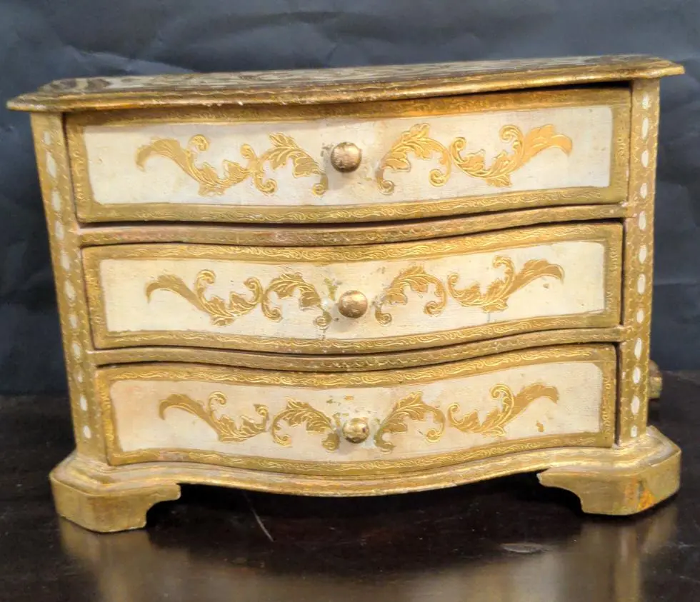 Large Florentine Jewelry Box Chest With Drawers 1
