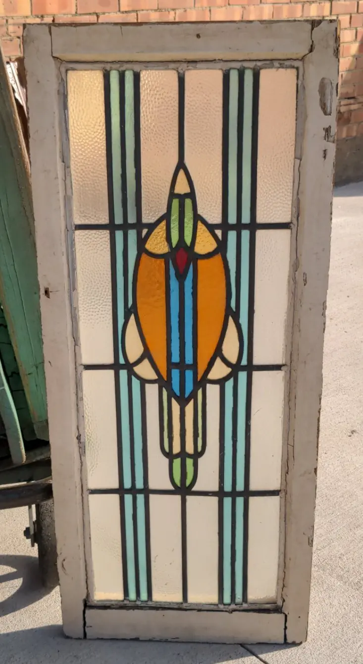 Vertical Multi-Color English Stained Glass Window 1