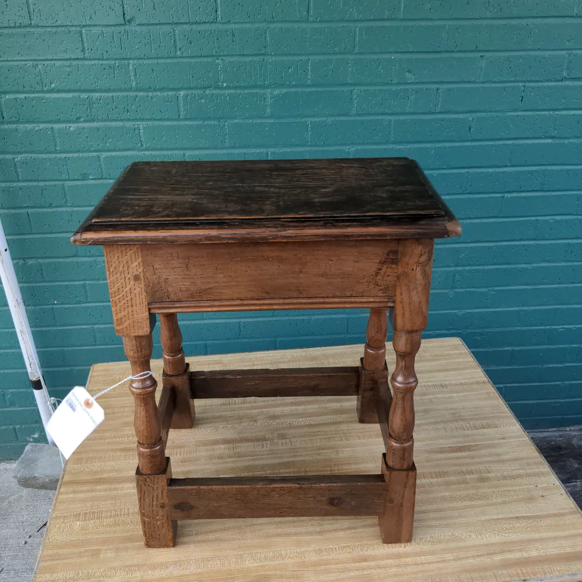 Oak Turned Leg Pegged Stool As Found 1
