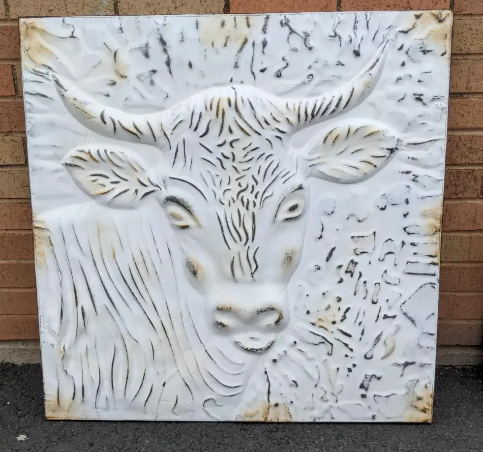 Large Tin Ceiling Plaque Of A Bull 1