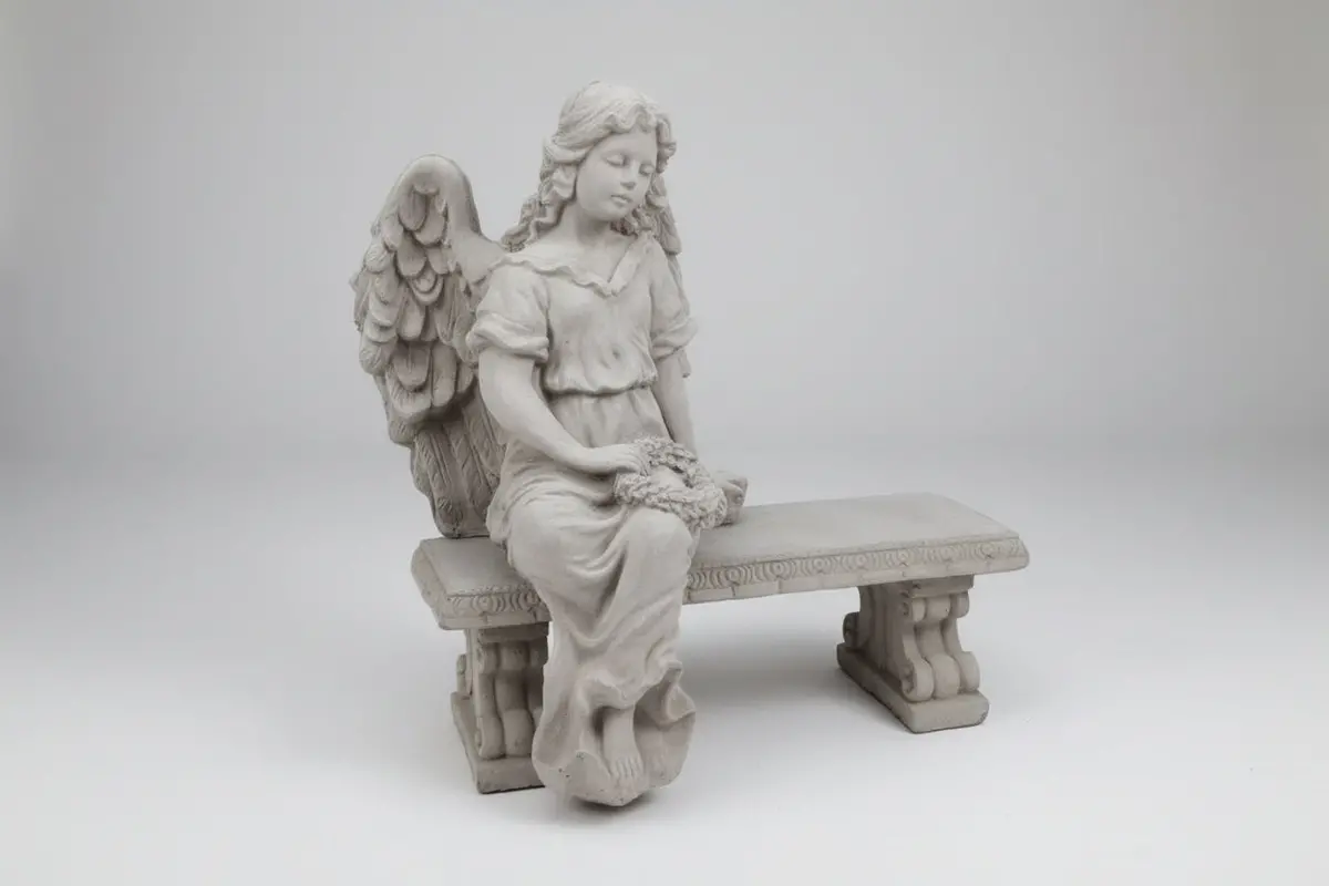 Angel  On A Bench Concrete Statue 1
