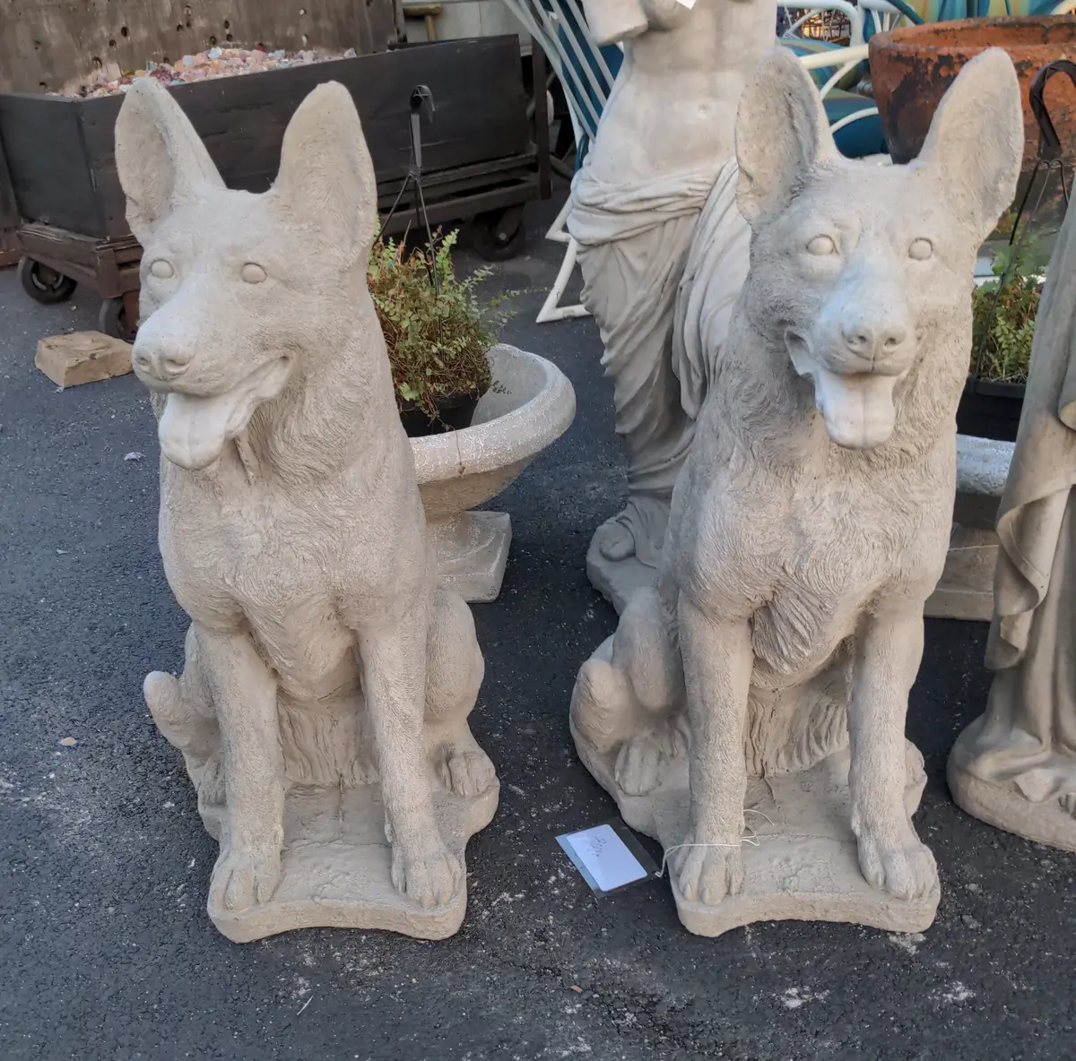 Pair Of Concrete German Shepherds 1
