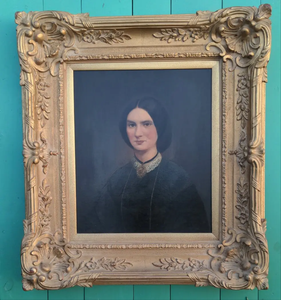19Th Century Lady  Portrait Oil Painting Professionally Restored 1