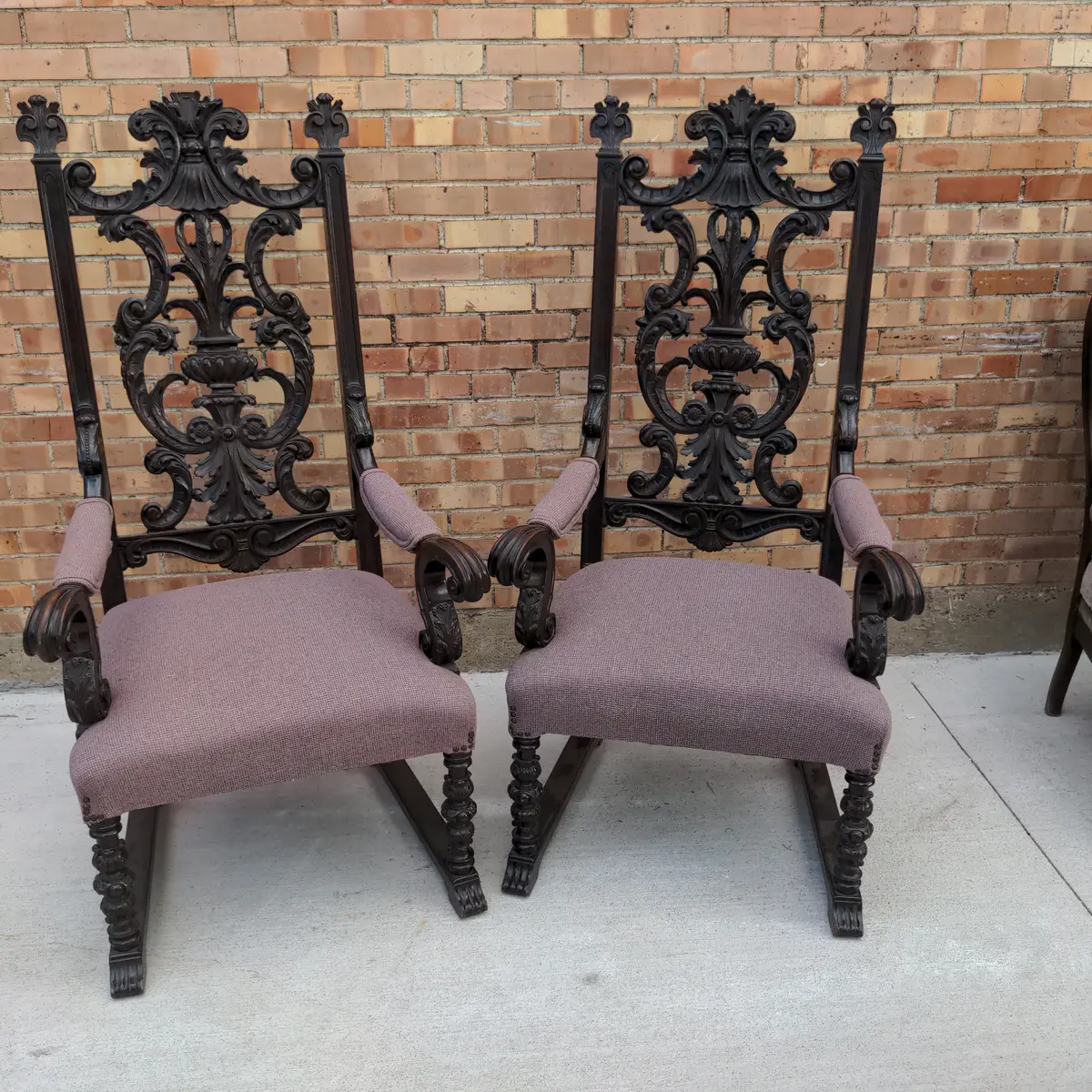 Pair Of Carved And Ebonized American Armchairs 1
