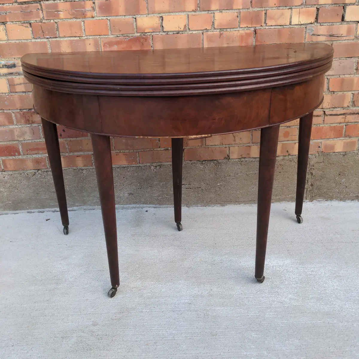 Louis Xvi Mahogany Demi-Lune Flip-Top Game Table As Found 1