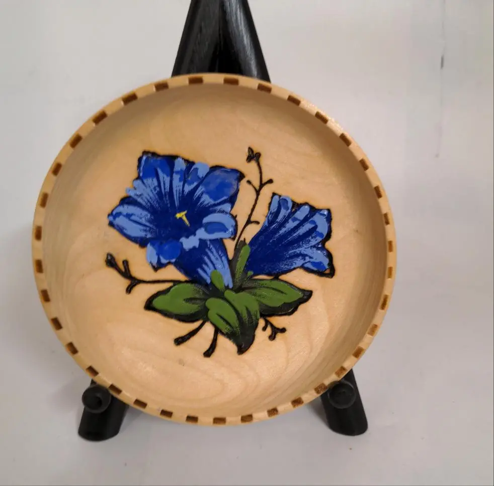 Small Wood Dish With Violet 1