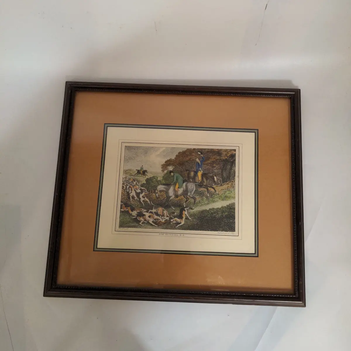 Fox Hunt Framed Colored Engraving 1