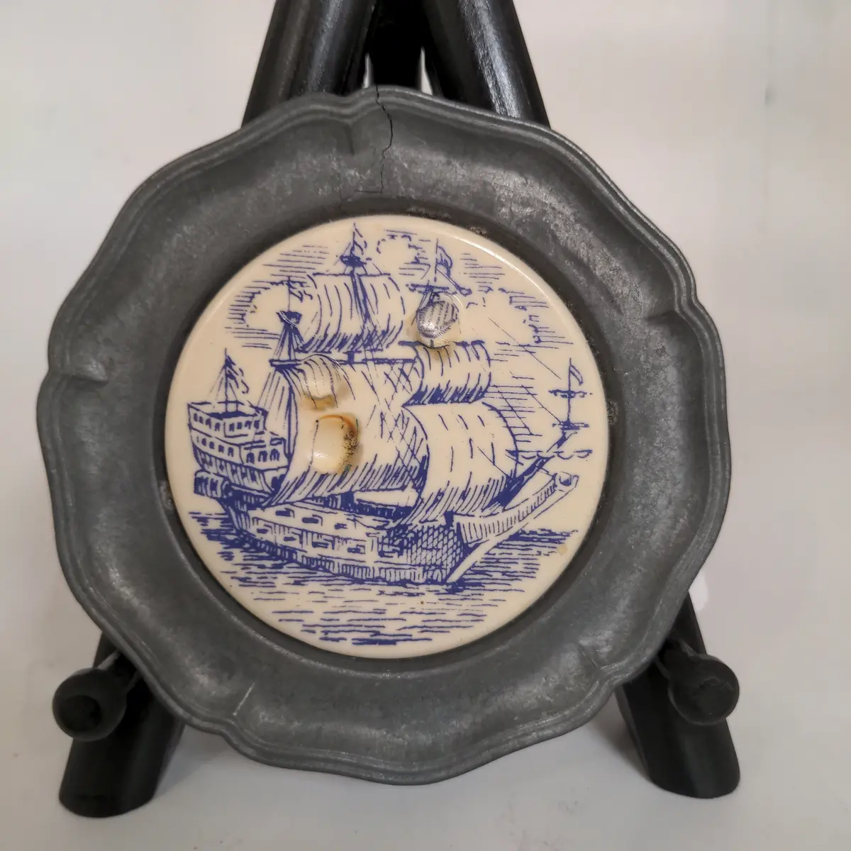 Pewter With Delft Tile Plate 1