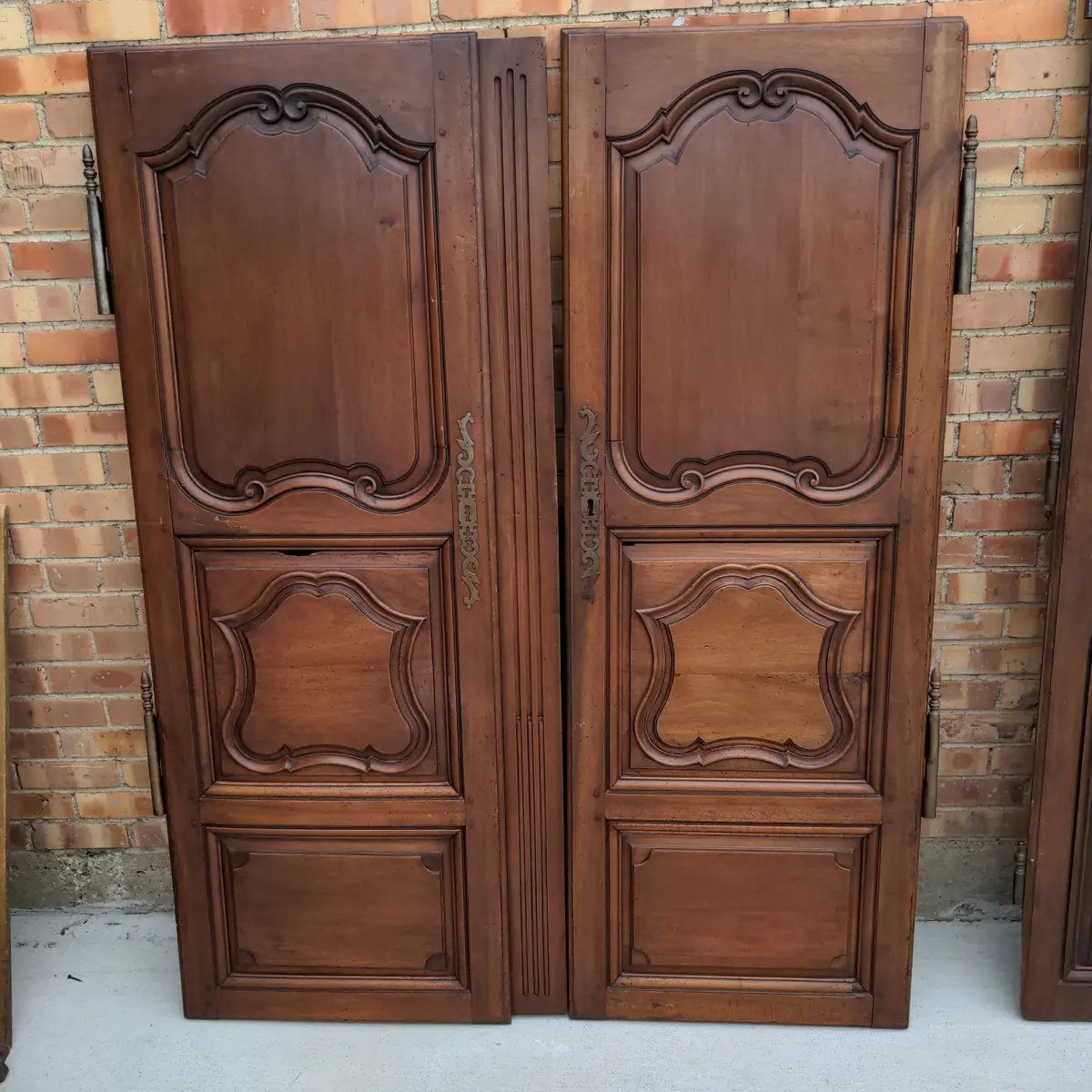 Pair Of French Walnut 3-Panel Doors 1