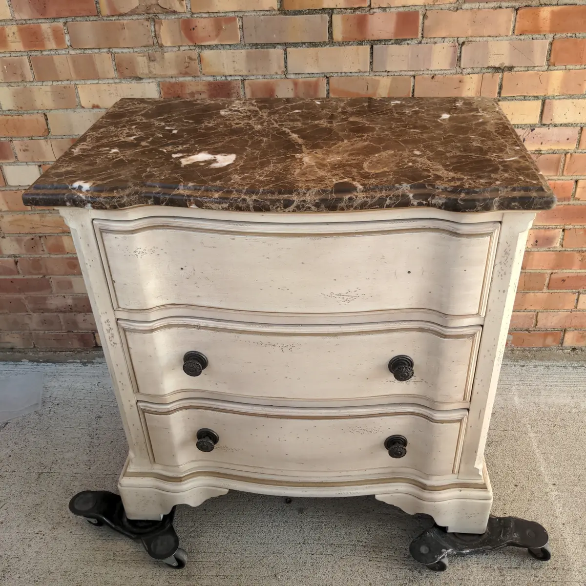 White Emperador Marble Top Three Drawer Chest 1