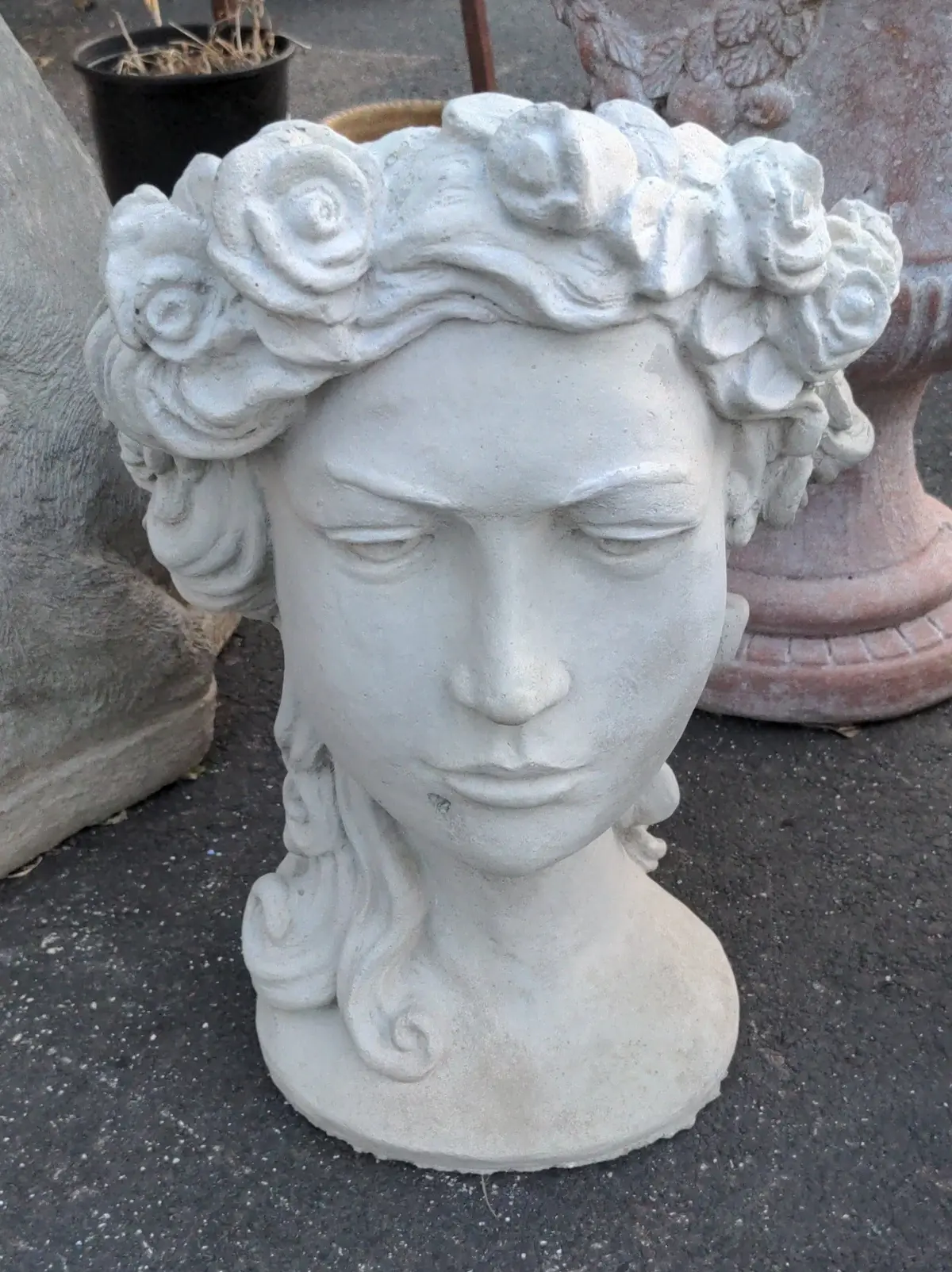 Concrete Lady Head Planter 1