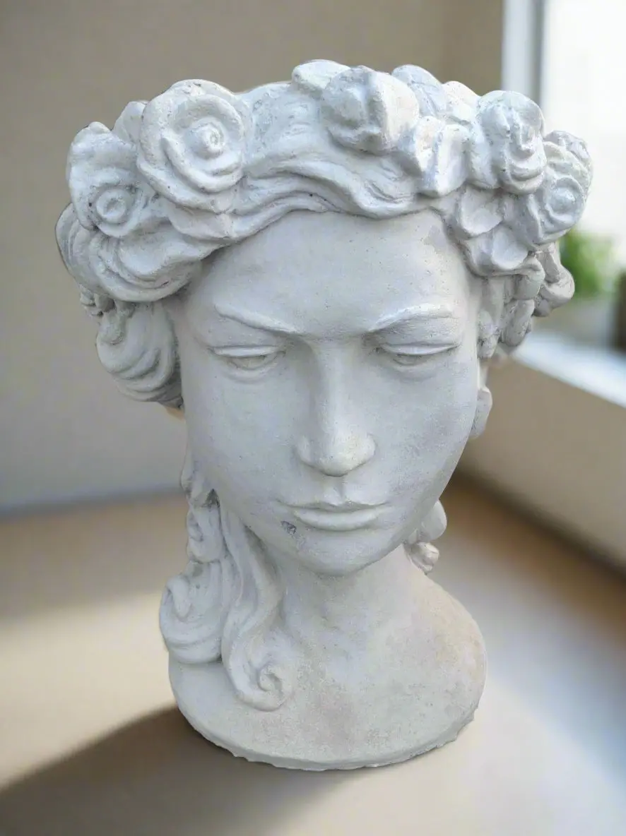 Concrete Lady Head Planter 1