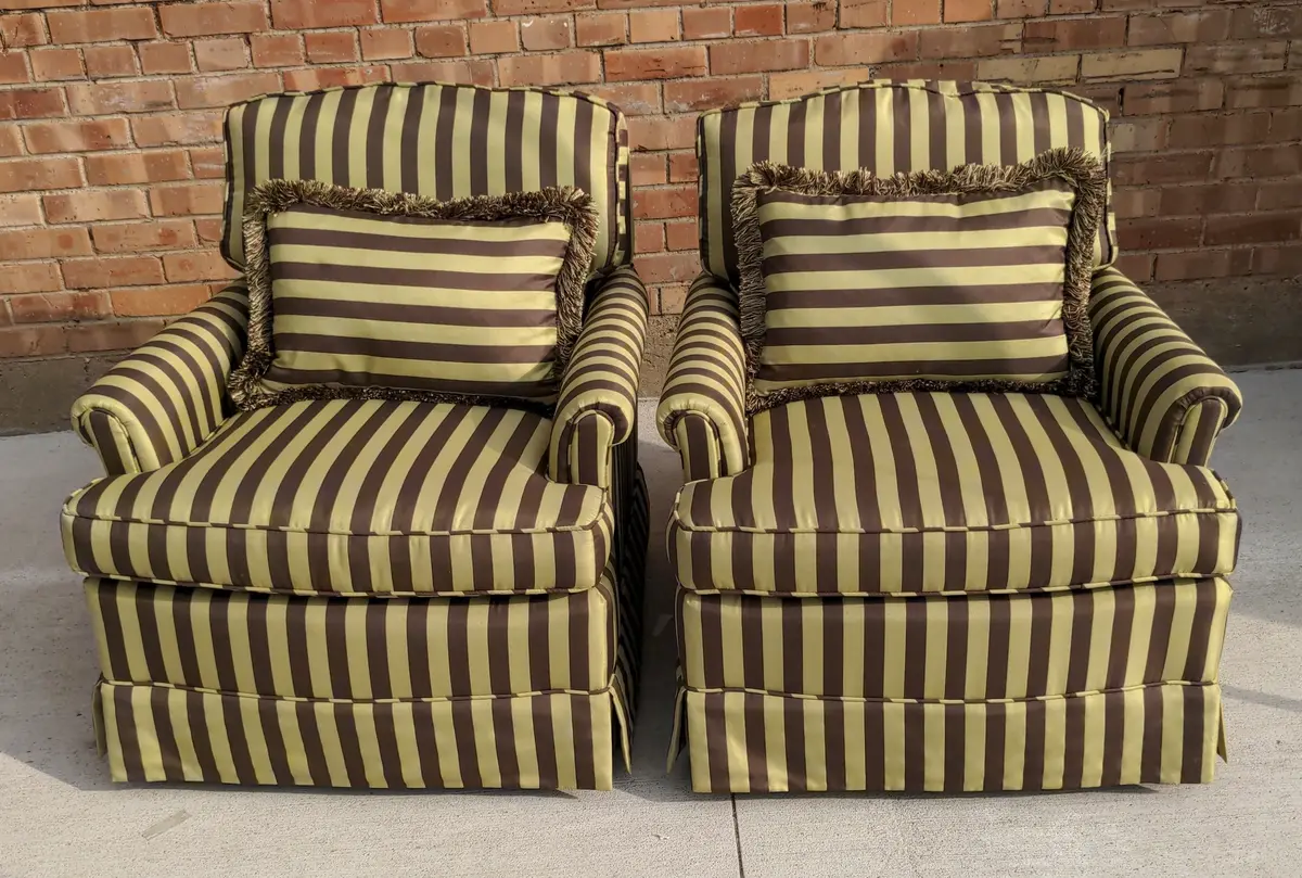 Pair Of Century Club Chairs - Green & Brown 1